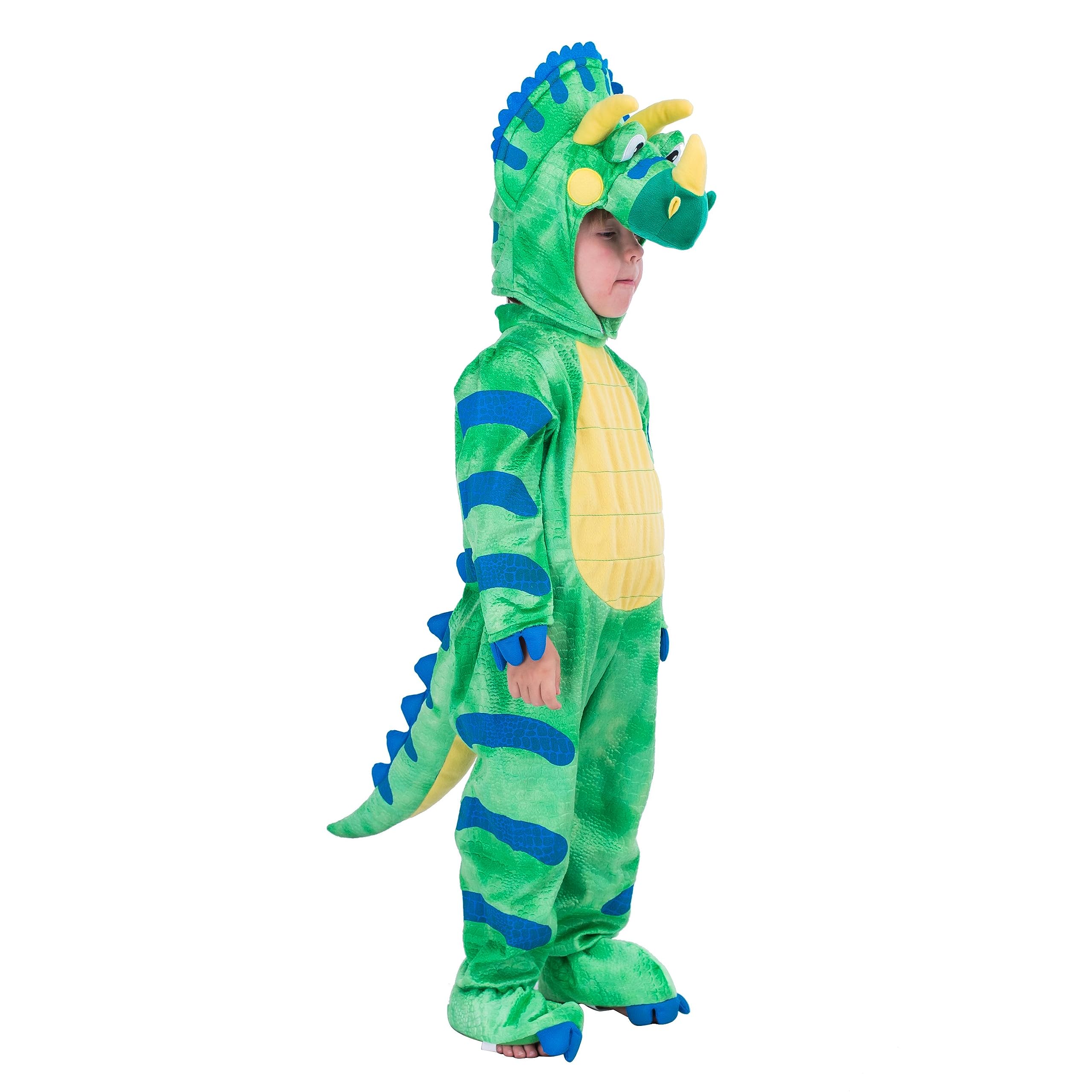 Spooktacular Creations Green Triceratops Dinosaur Costume with Toy Egg for Kid Halloween Dress Up Dino Themed Pretend Party (3T (3-4 yrs))