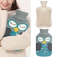 2L Hot Water Bottles for Pain Relief Rubber Hot Water Bag OWL Blue
