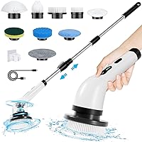 Electric Spin Scrubber Cordless, Electric Scrubber for Cleaning Bathroom with Long Handle, Electric Shower Scrubber, Power Cleaning Brush with 9 Brush Heads for Bathtub Tile Floor Car