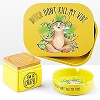 Rolling Tray Set - Sloth Decorative Tray Bundle, 3 Piece - Magnetic Tray + Airtight Jar + Ashtray, Cute Smoking Accessories Rolling Kit, Travel Stress Relief - Vibe Gifts for Chill