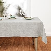 Solino Home Linen Tablecloth 60 x 132 Inch – Oyster Grey, Handcrafted from 100% Pure European Flax Linen – Machine Washable Rectangular Tablecloth for Spring, Summer, Indoor, Outdoor – Athena