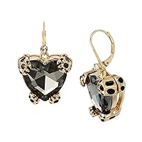 Betsey Leopard Heart Drop Earrings, BLACK DIAMOND, (360565GLD010)