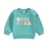 FYBITBO Easter Outfits For Toddlers Baby Girls Bunny Sweatshirt Long Sleeve Shirts Pullover Top Kids Matching Easter Clothes