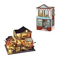 CUTEBEE Dollhouse Miniature with Furniture, DIY Wooden Dollhouse Kit Miniature House Kit, Creative Room Idea(Japanese Garden House)(Starry Star Dessert Cottage)