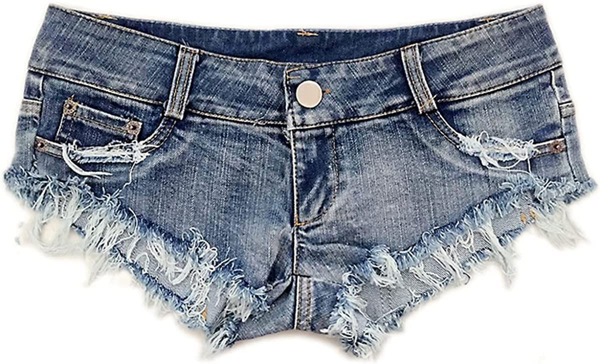 FEOYA Women's Low Rise Denim Shorts Sexy Lace Up Micro Jeans Thong Cut Off  Mini Hot Pants Frayed Cheeky Booty Shorts at Amazon Women's Clothing store