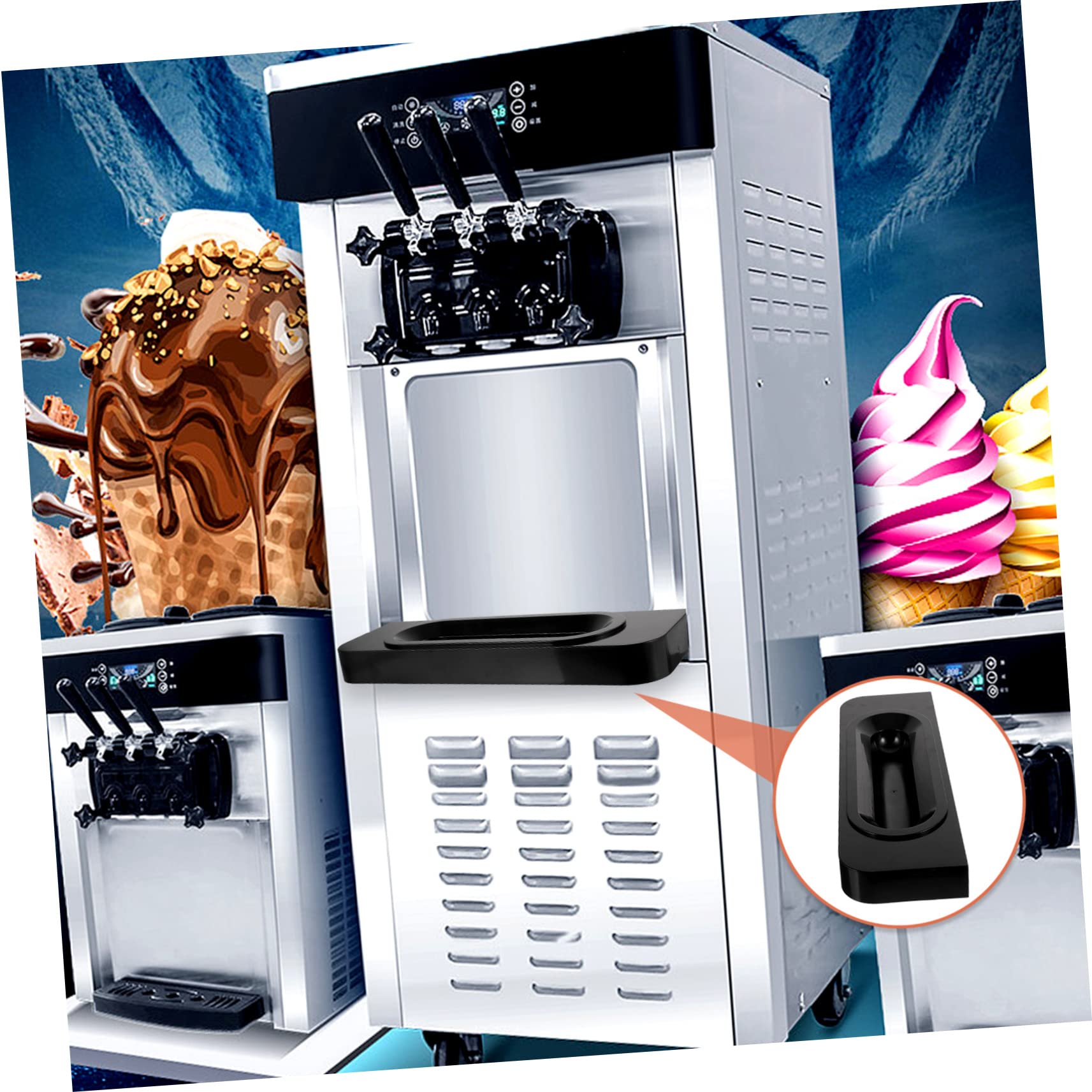 BESTOYARD Ice Cream Machine Accessories Ice Cream Machine Parts & Accessories - Cone Stand, Holder, Tray & Repair Parts Adjustable Holders Store Supplies Ice Trays Plastic Large Receiving