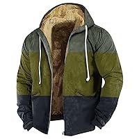 Winter Coat For Men With Hood Fleece Lined Full Zip Coat Waterproof Fashion Graphic Sport Jacket