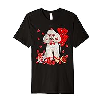 Cute Poodle Dog Funny Heart Valentine's Day Dog Mom Dad Premium T-Shirt