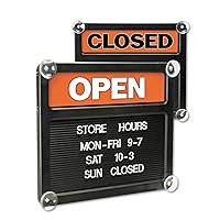 Sign Double-Sided Open/Closed Sign w/Plastic Push Characters, 14.38 x 12.38