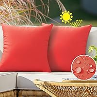 Red Outdoor Waterproof Throw Pillow Covers Decorative Turquoise Outside Patio Furniture Cushion Cases Decor for Garden Bench Porch Couch Tent Sunbrella 20x20 Pack of 2