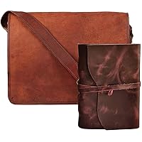 RUSTIC TOWN Leather Satchel bag and Deckle Edge Paper Leather Journal for Professional, and Artists