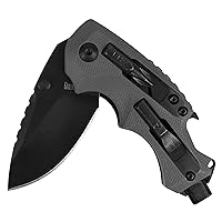 Shuffle DIY Compact Multifunction Pocket Knife (8720), 2.4 Inch 8Cr13MoV Steel Blade with Black Oxide Coating, Every Day Utility Knife with Carbon Strength and High Tech Function, 3.5 oz.,Gray