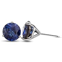 Solid 10k White Gold 3-Pronged Martini 7mm Round Stone Stud Earrings