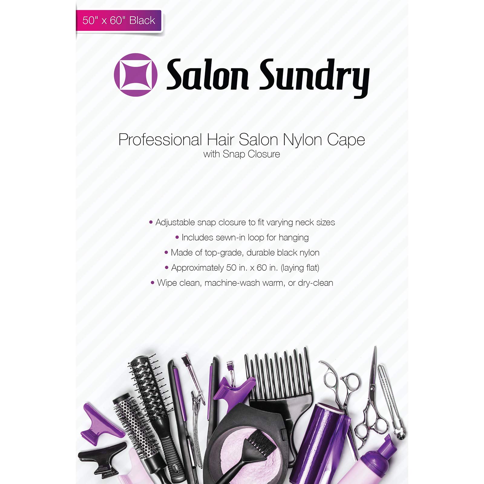 Salon Sundry Professional Hair Salon Nylon Cape w/Snap Closure - 50 in. x 60 in.