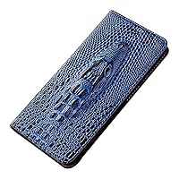 ONNAT-Genuine Leather Case for Samsung Galaxy S23 Plus Folio Wallet Case with Inner Fiber Lining Impact-Resistant Bumper Design (Blue1)