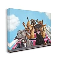 Stupell Industries Dogs Riding Roller Coaster Funny Amusement Park 16x20, Gallery Wrapped Canvas