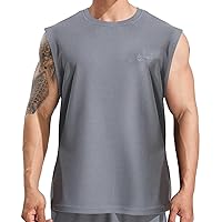 Men's Waffle Knitted Sleeveless Tops Loose Running Basketball Fitness Shirts Athletic Workout Tank Training Shirts