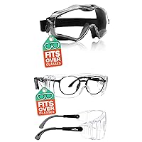 NoCry 6X3 Safety Goggles that Fit Over Glasses; Anti Fog and Scratch Resistant Coating & Anti Fog Safety Glasses Over Eyeglasses — Anti Scratch Safety Glasses with Side Shields