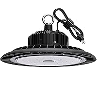 UFO LED High Bay Light 100W 14000 LM with US Plug 5ft Cable, 5000K Daylight, IP65 Waterproof, Non-Dim, Commercial Warehouse Workshop Factory Barn Garage Lowbay Area Lighting Fixture