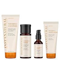 InstaNatural Vitamin C Four Step Skin Care Kit, Brightens, Hydrates, Prevents Signs of Aging, Face Wash, Toner, Serum and Moisturizer, with Botanical Extracts