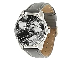 Tropical Grey Watch, Quartz Analog Watch with Leather Band