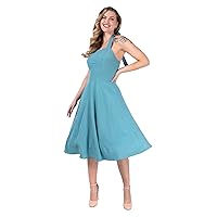 Ro Rox Shirley Halter Dress Gingham - 1950s Dress for Women - Swing Pin-up Vintage Dress for Women - Retro Rockabilly Dress