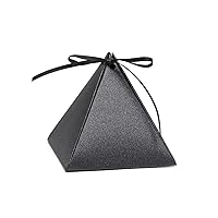 25-Count Pyramid Favor Boxes, 3-Inch, Black Shimmer