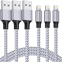 Alovzi iPhone Charger [Apple MFi Certified] 6FT Nylon Braided iPhone iPhone Charger Cable 3Pack Lightning Cable USB Lightning Fast Charger for iPhone 14/13/12/11 Pro Max/XS MAX/XR/XS/X/8/iPad