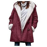 Womens 2023 Winter Sherpa Hoodie Jacket Plus Size Fleece Lined Warm Coat Trendy Thick Fuzzy Plush Outerwear Fur Hooded