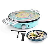 Nostalgia 12-Inch Spinning Crepe Maker for Pancake Breakfast Art with Non-Stick Cooking Griddle, Spatula and Batter Spreader Included