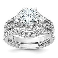 925 Sterling Silver Rhodium Plated CZ Cubic Zirconia Simulated Diamond Engagement Ring and Band Set Jewelry for Women - Ring Size Options: 6 7 8