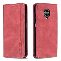 XYX Wallet Case for Redmi Note 9S, [RFID Blocking] PU Leather Case Flip Folio Cover with Hidden Magnetic Closure for Xiaomi Redmi Note 9 Pro, Red