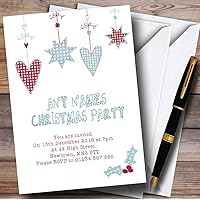 Red & Blue Hearts Personalized Christmas/New Year/Holiday Party Invitations