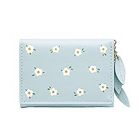 Cell Phone Wallet for Men Ladies Small Fashion Floral Print Purse Multi Card ID Bag Ladies Keychain (Blue, One Size)