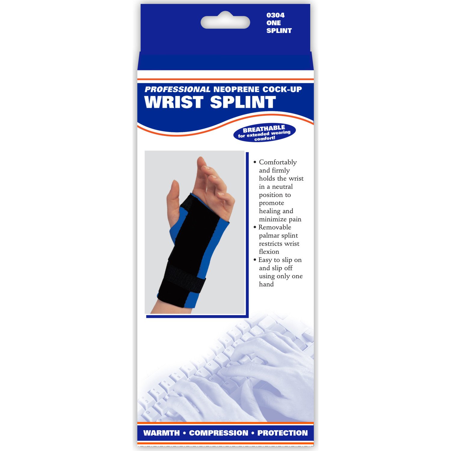 OTC Wrist Splint, Cock-up Style, Neoprene, Medium (Right Hand)