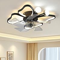 Sleek Butterfly Design Ceiling Fan with Integrated LED Lights and Remote, Whisper-Quiet Operation, Multi-Speed, Timing Function, Versatile Illumination Settings, Perfect for Any Room (Black)