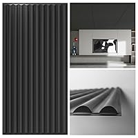 Art3d 2x4 ft Drop Ceiling Tiles in Black, 12-Sheet Semi-Cylinder Design 3D Wall Panels for Interior Wall Decor 24x48 inch