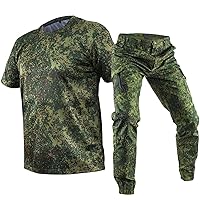 Summer Military Uniform Russian Camo Tactical Short T Shirt & Pants Men's Set Outdoor Working Clothing