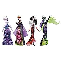 Disney Princess Villains Black and Brights Collection, Fashion Doll 4 Pack, Disney Villains Toy for Kids 5 Years Old and Up