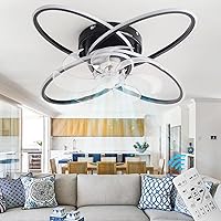 23.6in Flush Mount Bladeless Ceiling Fan with Light,Modern Low Profile Ceiling Fan Lighting with Remote Control 6 Speeds,Indoor Outdoor Bedroom Living Room