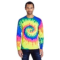 5.4 oz. 100% Cotton Long-Sleeve T-Shirt (CD2000) Neon Rainbow, 3XL