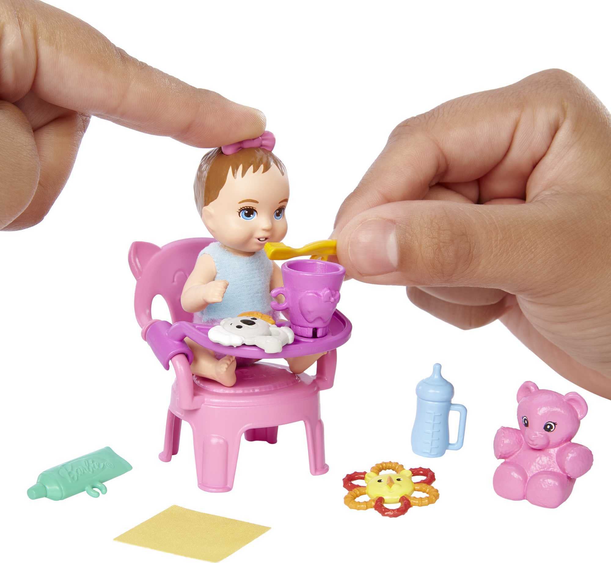 Barbie Skipper Babysitters Inc Baby Small Doll & Accessories, First Tooth Playset with Appearing & Disappearing Tooth