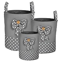 Cute Hamper Round Polyester Storage Container, Gray