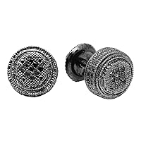 Dazzlingrock Collection 0.05 Carat (ctw) Round Black Diamond Ladies Cluster Stud Earrings, Sterling Silver