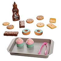 16-Piece Pretend Food Play Set for Children - Donuts, Cupcakes, Cookies, Baking Accessories, Fake Desserts for Kids Kitchen and Bakery, 3+