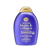 OGX Thick & Full + Biotin & Collagen Volumizing Conditioner, Nutrient-Infused Conditioner with Vitamin B7 Biotin Gives Hair Volume & Body for 72+ Hours, Sulfate-Free Surfactants, 13 fl. Oz