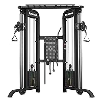 ER KANG Functional Trainer with Weight Stack, 2:1&1:1 Ratio System Cable Crossover Machine with Independent Double Pulley System, 2000LBS Multi-Functional Chest Fly Machine