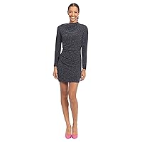 Donna Morgan Women's High Asymmetric Neck Long Sleeve Mini Dress