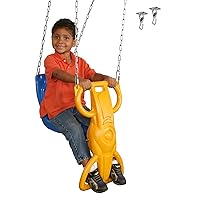 Swing-N-Slide WS 8340 Wind Rider Swing Single Child Glider Swing with Hangers, Blue and Yellow