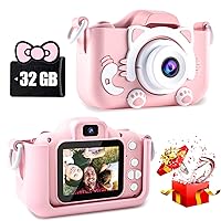 CIMELR Kids Camera Toys for 3 4 5 6 7 8 9 10 11 12 Year Old Boys/Girls, Kids Digital Camera for Toddler with Video, Christmas Birthday Festival Gifts for Kids, Selfie Camera for Kids, 32GB SD Card